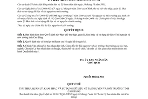 Quyết định 09/2013/QĐ-UBND thu thập khai thác dữ liệu tài nguyên môi trường Cao Bằng