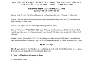 Nghị quyết 77/2013/NQ-HĐND mức chi cải cách hành chính nhà nước Quảng Nam