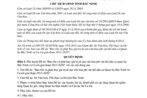 Quyết định 780/QĐ-UBND năm 2013 Bảo tồn phát huy di sản văn hóa phi vật thể dân ca quan họ Bắc Ninh Ca trù
