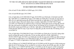 Quyết định 29/2013/QĐ-UBND sửa đổi Quyết định 14/2010/QĐ-UBND Quảng Ngãi