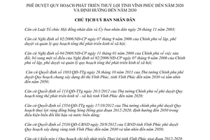 Quyết định 1717/QĐ-CT 2013 Quy hoạch phát triển Thủy lợi Vĩnh Phúc 2020 2030