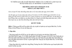 Nghị quyết 08/2013/NQ-HĐND hỗ trợ phát triển cây cà phê xứ lạnh Đăk Glei Tu Mơ Rông Đắk Lắk