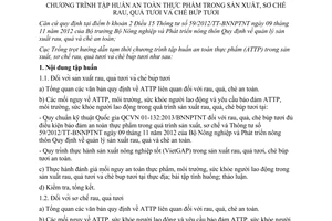 Hướng dẫn 1624/HD-TT-QLCL 2013  tập huấn an toàn thực phẩm trong sản xuất sơ chế rau quả tươi