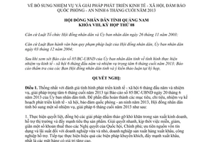 Nghị quyết 88/2013/NQ-HĐND nhiệm vụ giải pháp phát triển kinh tế xã hội Quảng Nam