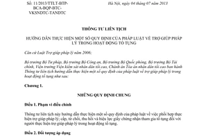 Thông tư liên tịch 11/2013/TTLT-BTP-BCA-BQP-BTC-VKSNDTC-TANDTC trợ giúp pháp lý trong tố tụng