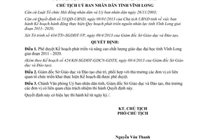 Quyết định 1157/QĐ-UBND năm 2013 Kế hoạch nâng cao chất lượng giáo dục đại học Vĩnh Long