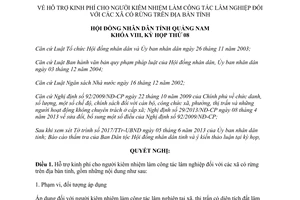 Nghị quyết 86/2013/NQ-HĐND hỗ trợ người kiêm nhiệm công tác lâm nghiệp Quảng Nam