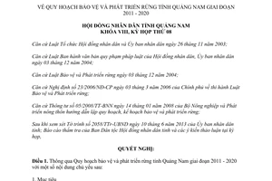 Nghị quyết 87/2013/NQ-HĐND Quy hoạch bảo vệ phát triển rừng Quảng Nam 2011 2020