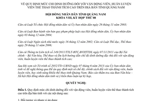 Nghị quyết 78/2013/NQ-HĐND mức chi dinh dưỡng vận động viên thành tích cao Quảng Nam