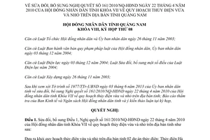 Nghị quyết 79/2013/NQ-HĐND sửa đổi quy hoạch thủy điện vừa và nhỏ Quảng Nam