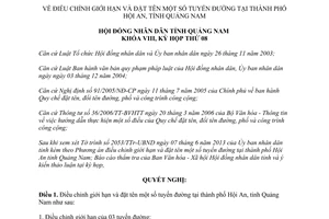 Nghị quyết 80/2013/NQ-HĐND điều chỉnh giới hạn đặt tên đường Hội An Quảng Nam