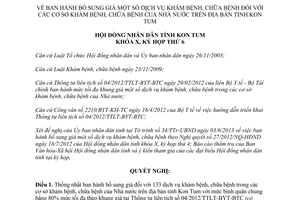 Nghị quyết 14/2013/NQ-HĐND bổ sung giá dịch vụ khám chữa bệnh Kon Tum