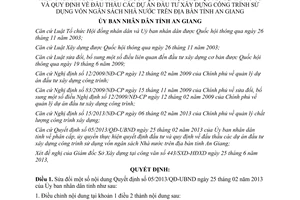 Quyết định 19/2013/QĐ-UBND sửa đổi Quyết định 05/2013/QĐ-UBND phân cấp đầu tư An Giang