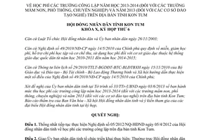 Nghị quyết 13/2013/NQ-HĐND học phí các trường công lập tỉnh Kon Tum