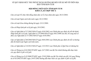 Nghị quyết 10/2013/NQ-HĐND Quy định mức thu phí sử dụng đường bộ tỉnh Kon Tum