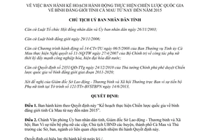 Quyết định 960/QĐ-UBND năm 2013 Chiến lược quốc gia bình đẳng giới Cà Mau đến 2015