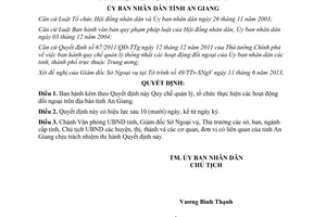 Quyết định 21/2013/QĐ-UBND Quy chế quản lý tổ chức hoạt động đối ngoại An Giang