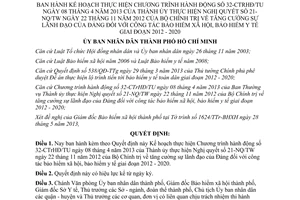 Quyết định 3651/QĐ-UBND năm 2013 tăng cường lãnh đạo của Đảng trong công tác bảo hiểm TPHCM