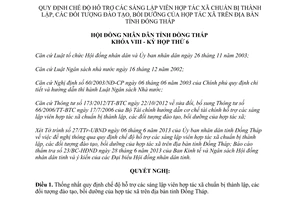 Nghị quyết 112/2013/NQ-HĐND hỗ trợ sáng lập viên hợp tác xã Đồng Tháp