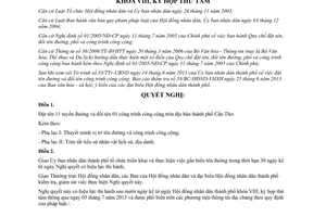 Nghị quyết 05/2013/NQ-HĐND đặt tên đường đổi tên công trình công cộng Cần Thơ