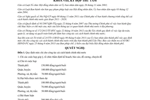 Nghị quyết 04/2013/NQ-HĐND mức chi cải cách hành chính nhà nước Cần Thơ