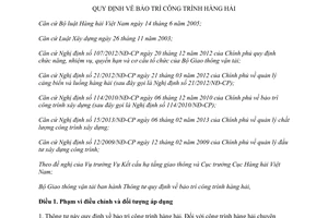 Thông tư 14/2013/TT-BGTVT quy định bảo trì công trình hàng hải Bộ Giao thông vận tải