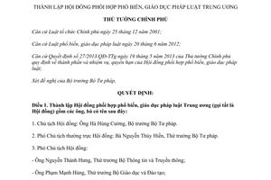 Quyết định 1060/QĐ-TTg thành lập Hội đồng phối hợp phổ biến giáo dục pháp luật