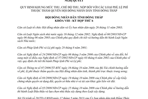 Nghị quyết 111/2013/NQ-HĐND khung chế độ thu nộp phí lệ phí Hội đồng nhân dân Đồng Tháp