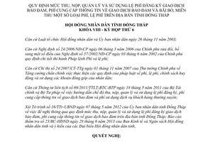Nghị quyết 110/2013/NQ-HĐND mức thu quản lý sử dụng lệ phí đăng ký giao dịch bảo đảm Đồng Tháp
