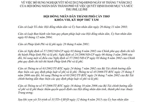 Nghị quyết 02/2013/NQ-HĐND bổ sung 02/2012/NQ-HĐND mức thu phí lệ phí Cần Thơ