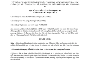 Nghị quyết 105/2013/NQ-HĐND tuyển chọn sinh viên công tác tại xã phường thị trấn Long An