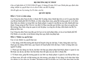 Quyết định 1684/QĐ-BTP chức năng nhiệm vụ quyền hạn tổ chức Cục Công tác phía Nam