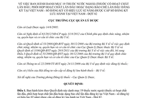 Quyết định 185/QĐ-QLD năm 2013 danh mục thuốc nước ngoài đợt 82 được lưu hành VN