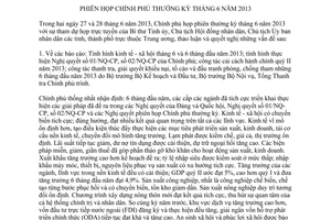 Nghị quyết 83/NQ-CP phiên họp Chính phủ thường kỳ tháng 6 năm 2013
