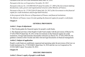 Circular No.94/2013/TT-BTC guidance on financial regime for people’s credit funds