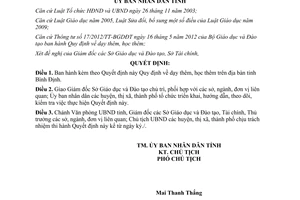 Quyết định số 1797/QĐ-UBND năm 2013 dạy thêm học thêm Bình Định