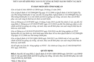 Quyết định 35/2013/QĐ-UBND sửa đổi Quyết định 45/2011/QĐ-UBND hỗ trợ khôi phục sản xuất Nghệ An