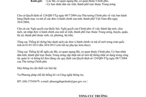 Công văn 476/TCTK-PPCĐ thông báo mã số đơn vị hành chính mới năm 2013