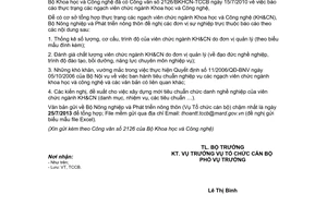 Công văn 3270/BNN-TCCB báo cáo thực trạng ngạch viên chức ngành khoa học công nghệ
