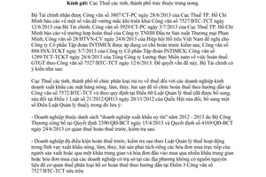 Công văn 9345/BTC-TCT hướng dẫn bổ sung 7527/BTC-TCT