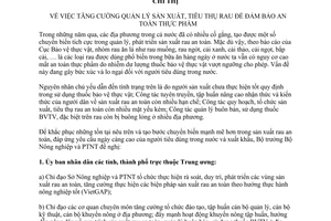 Công văn 2415/CT-BNN-BVTV quản lý sản xuất tiêu thụ rau đảm bảo an toàn thực phẩm