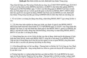 Công văn 2871/BHXT-BT năm 2013 xử lý nợ bảo hiểm xã hội y tế