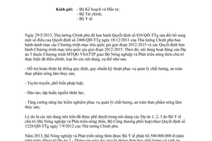 Công văn 2504/BNN-QLCL2013 kinh phí thuộc Chương trình quốc gia vệ sinh an toàn thực phẩm