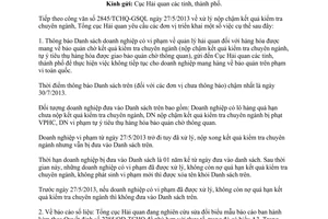 Công văn 4289/TCHQ-GSQL năm 2013 thực hiện công văn 2845/TCHQ-GSQL