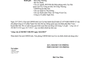 Công văn 553/VP.UBND-CT năm 2013 đính chính Quyết định 1875/QĐ-UBND Lào Cai