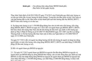 Công văn 2197/BHXH-THU thu BHXH BHYT BHTN theo mức lương cơ sở 1.150.000 đồng