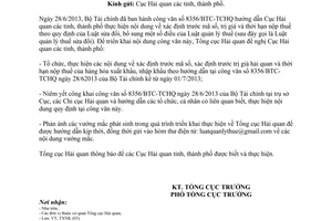 Công văn 3636/TCHQ-TXNK năm 2013 thực hiện công văn 8356/BTC-TCHQ