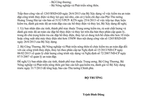 Công văn 1303/BXD-GĐ năm 2013 kiểm tra đánh giá mức độ an toàn đập hồ thủy điện thủy lợi