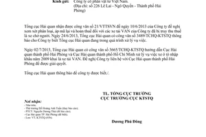 Công văn 3684/TCHQ-KTSTQ phân loại áp mã lại và hoàn thuế đối với xe tải VAN