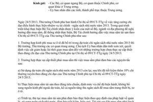 Công văn 8643/BTC-QLCS năm 2013 hướng dẫn mua sắm tài sản theo Chỉ thị 09/CT-TTg